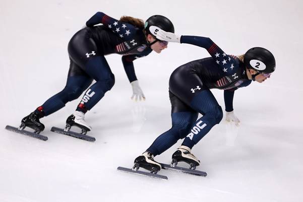A couple of women skating on iceAI-generated content may be incorrect.