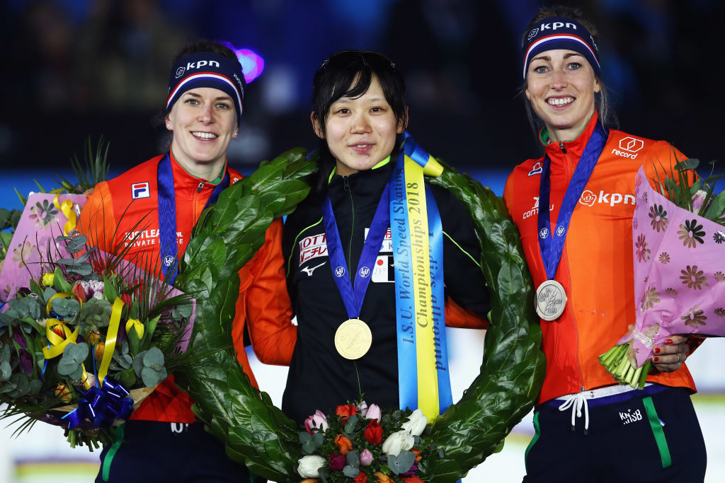 Ireen Wust (NED) Miho Takagi (JPN)  Annouk Van Der Weijden (NED) World Allround Speed Skating Championship 2018 Amsterdam (NED) ISU 930184246