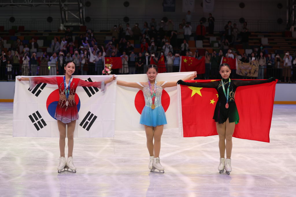 Ami Nakai (JPN) Yuseong Kim (KOR) Yihan Wang (CHN) ISU Junior Grand Prix of Figure Skating 2024 Wuxi (CHN) 77327565